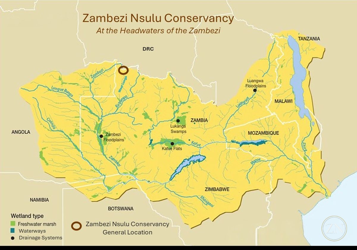 Zambezi Nsulu location within the Zambezi River Basin