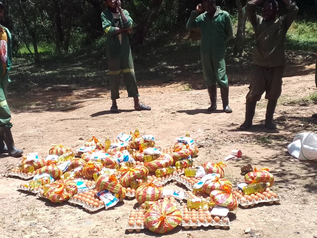 Food parcels distributed to the local community